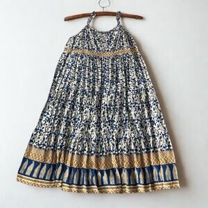 Bloom Chic Boho Floral Sleeveless Tiered Maxi Dress Women Sz 26 Flowy Festival